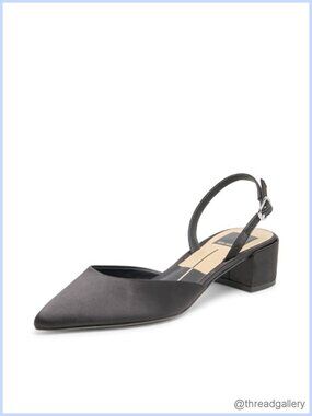 Satin Pointed Toe Kitten Heel Buckle Pump Formal Party Shoe